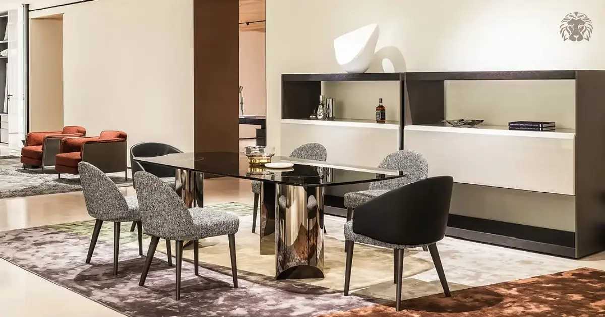 Nội thất phòng ăn mặt bàn kính cường lực hiện đại, sáng và dễ vệ sinh