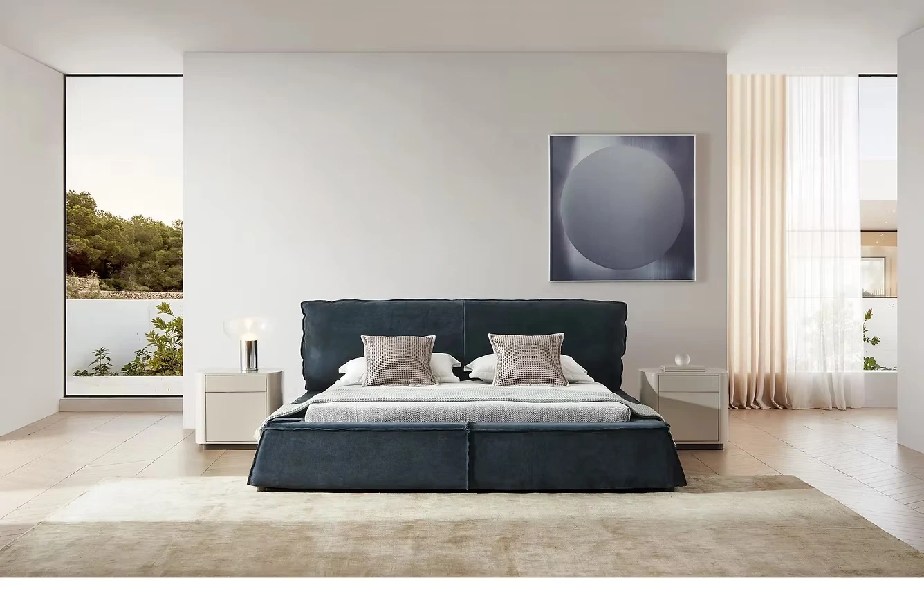 Giường bọc da lộn ấm áp – BA39022