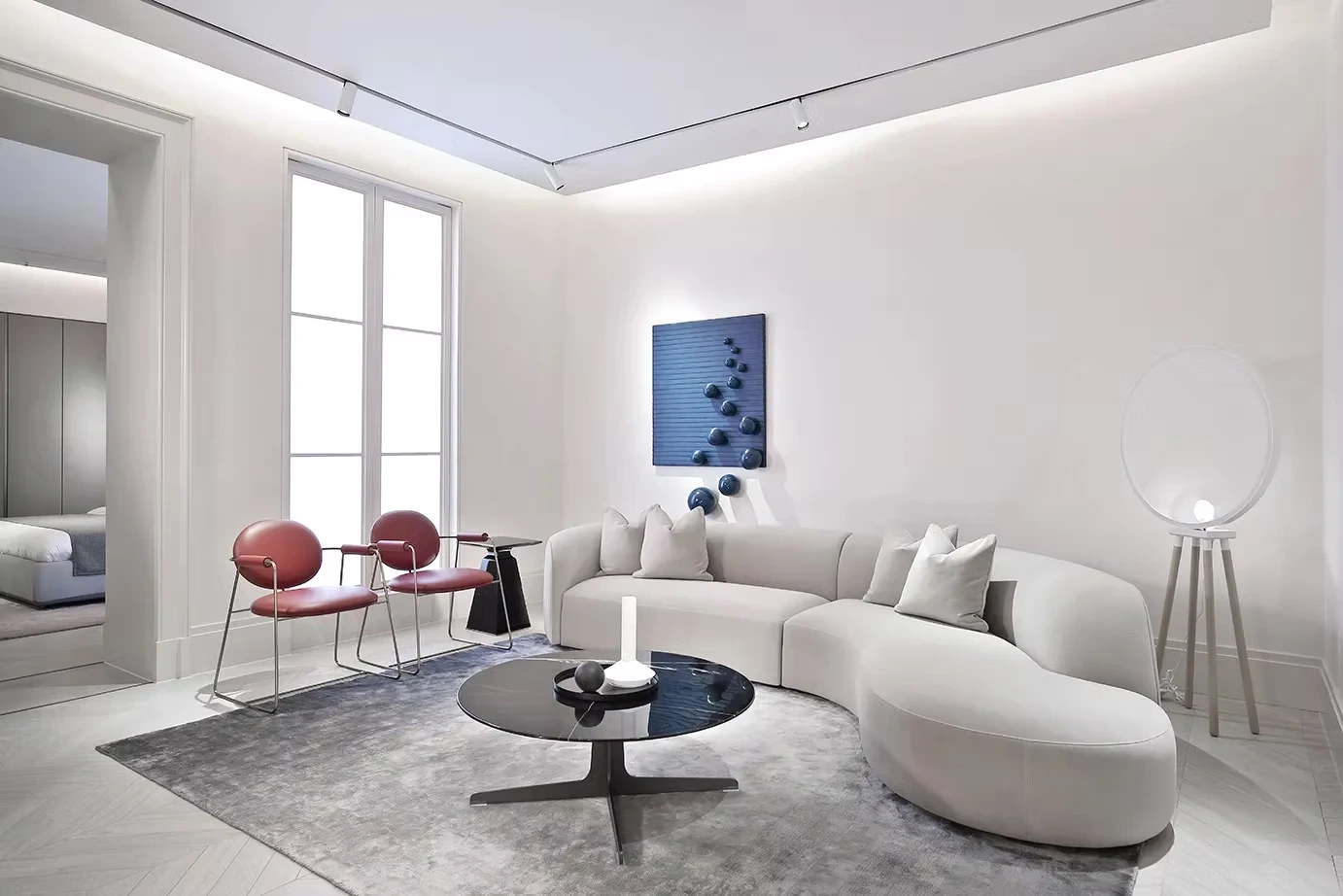 Ghế sofa vải nhung dáng cong hiện đại – FURLA