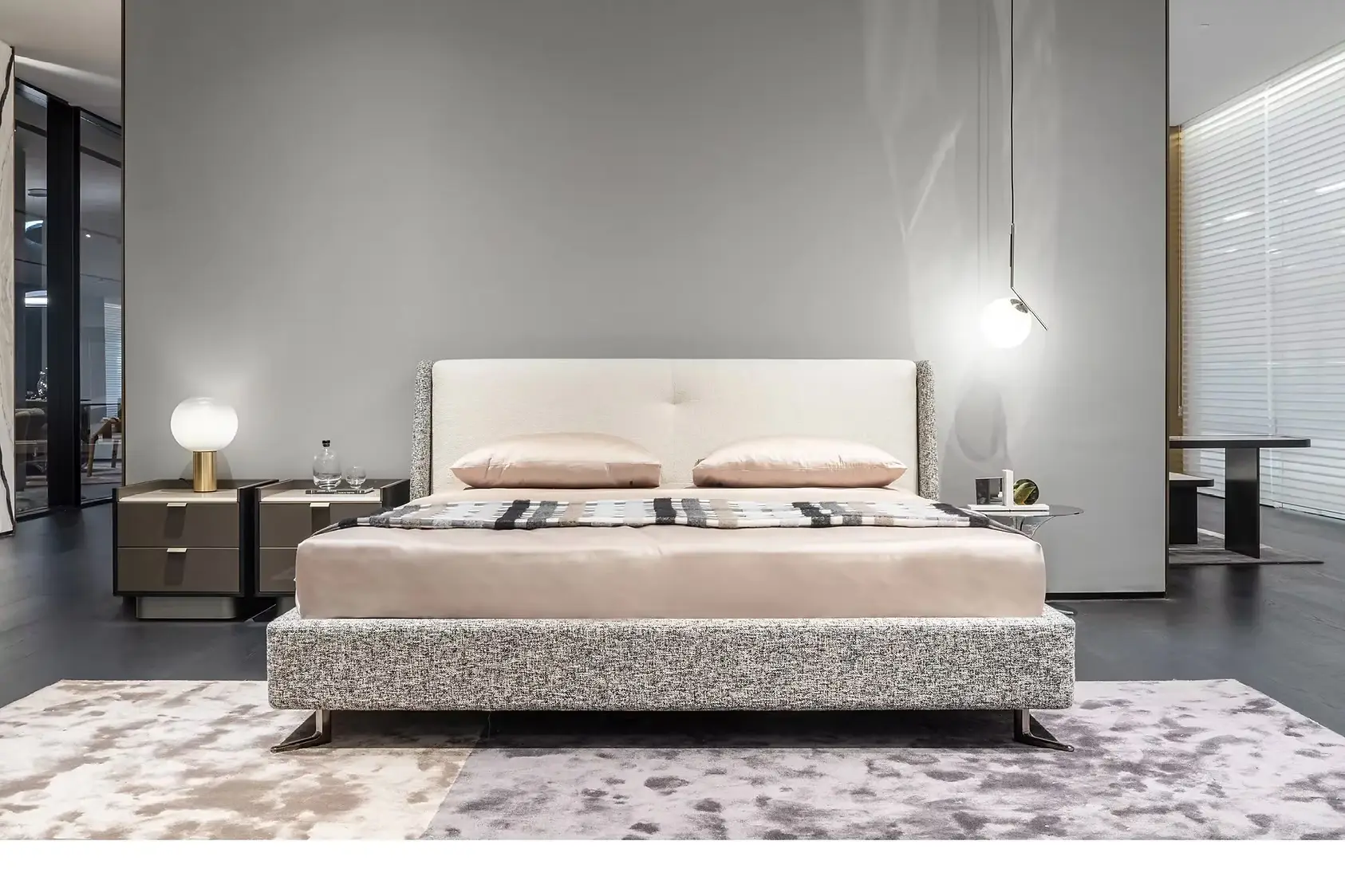 Giường bọc vải lanh hiện đại, thoáng nhẹ – SYBENS 