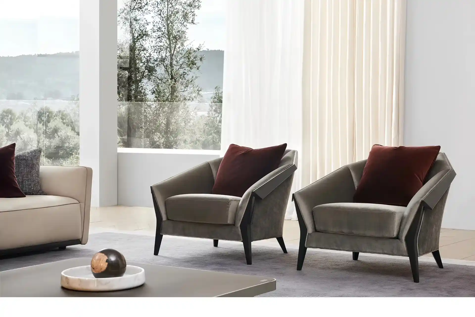 Sofa đơn vải nhung hiện đại – DIAMOND