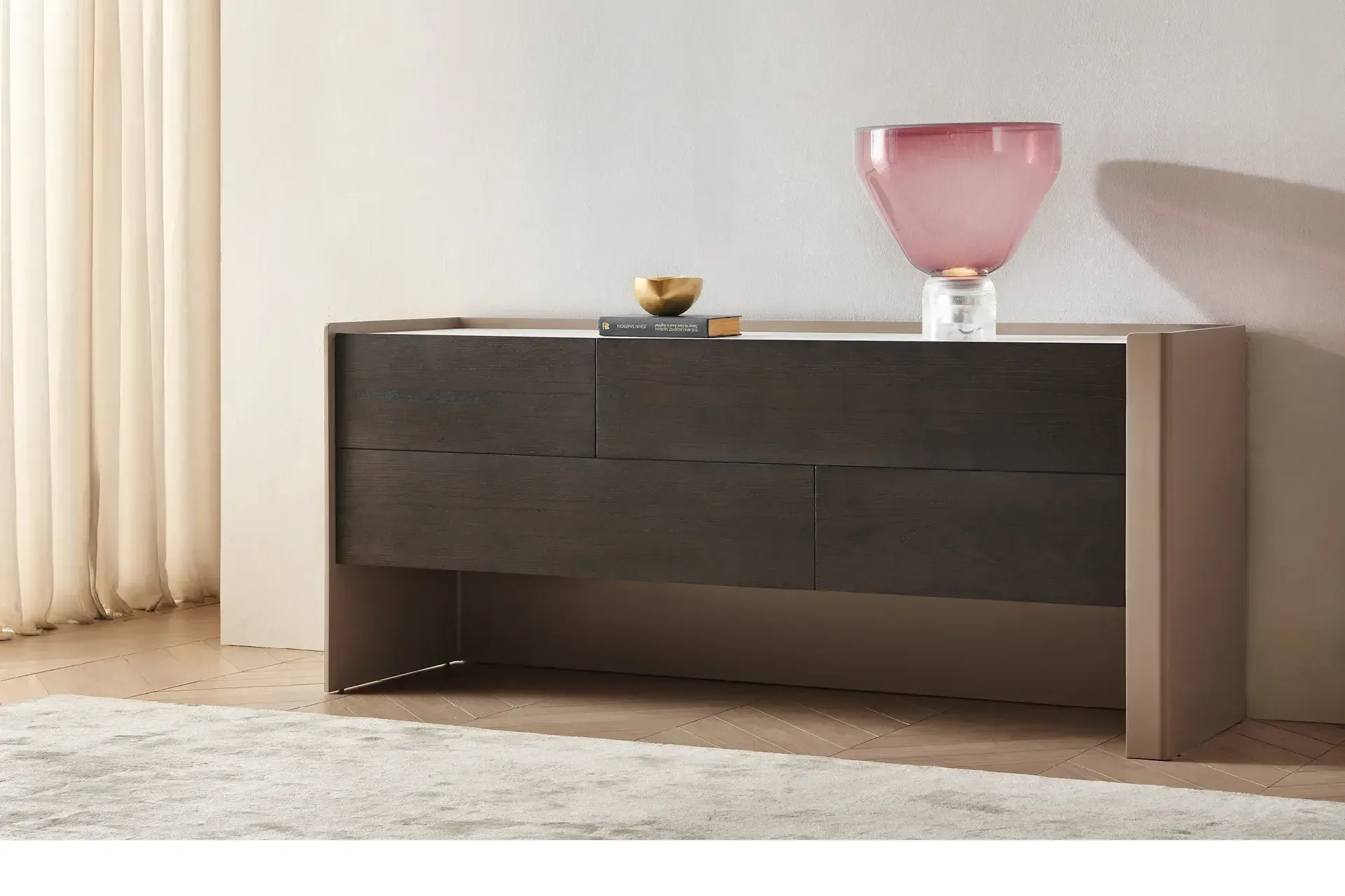 Tủ ngăn kéo ván MDF kết hợp đá nung hiện đại – GILL