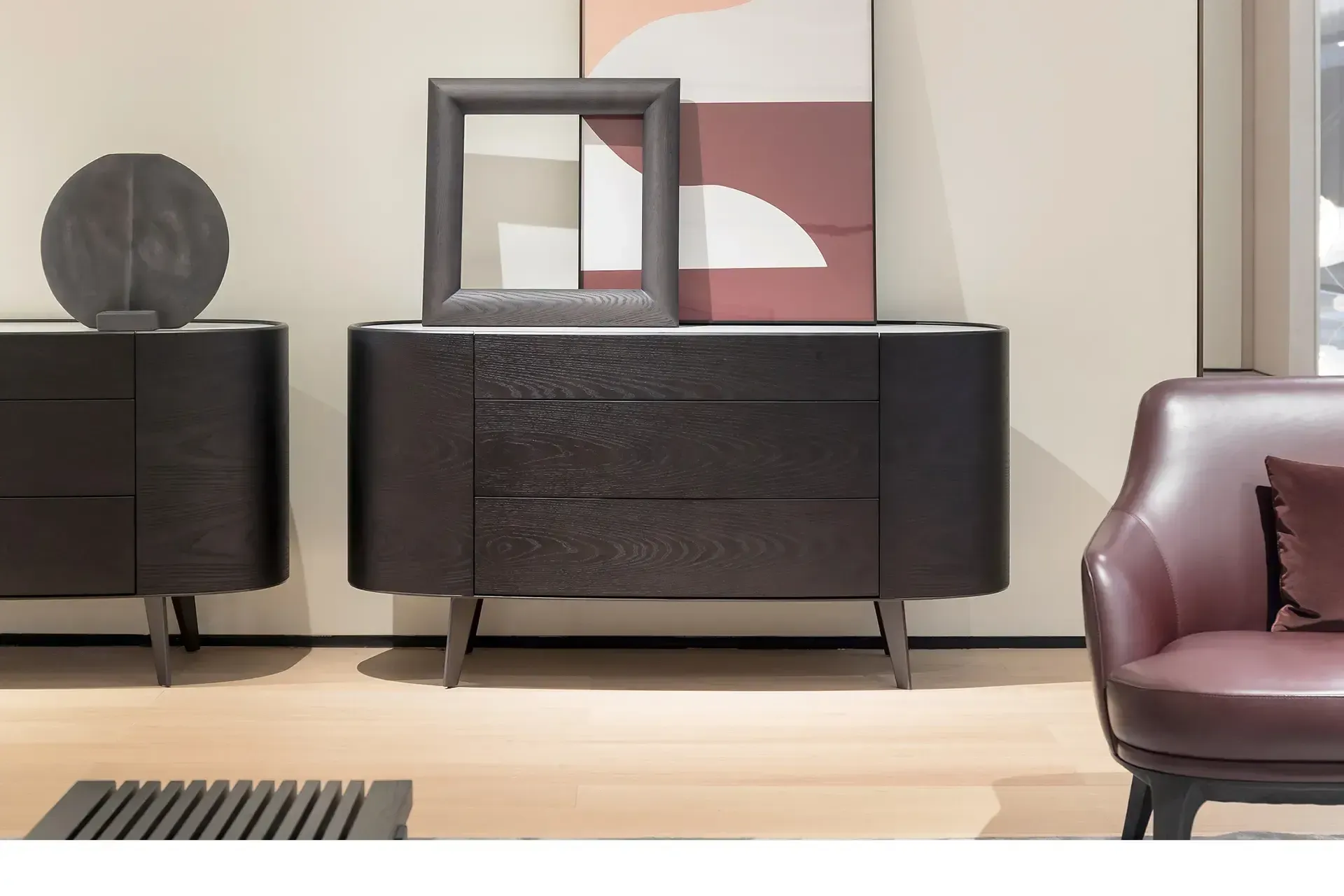 Tủ trang trí ván MDF kết hợp đá nung hiện đại, thanh lịch – SOUND