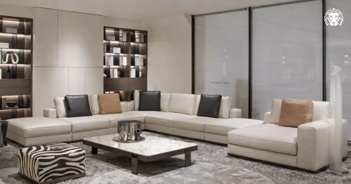 Sofa da chữ U thường được lựa chọn để tạo cảm giác quây quần cho gia đình