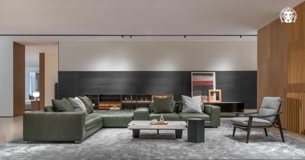 Sofa da phù hợp với không gian phòng khách sang trọng, hiện đại
