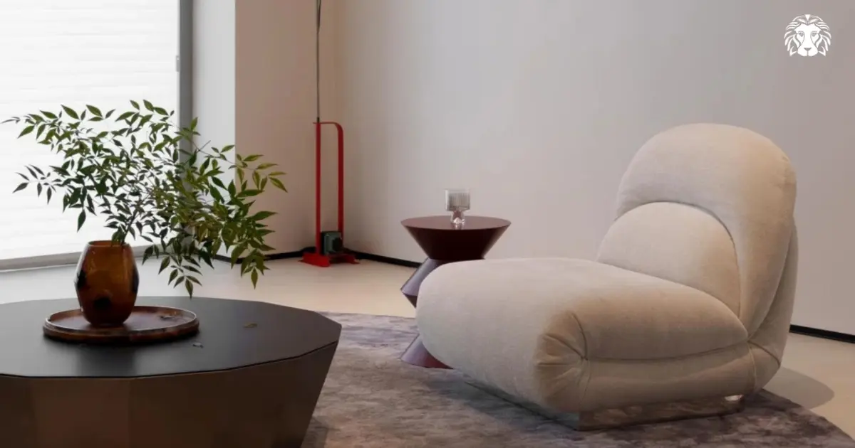 Sofa đơn phong cách Contemporary với phom dáng bo tròn mềm mại, bọc vải tông trung tính