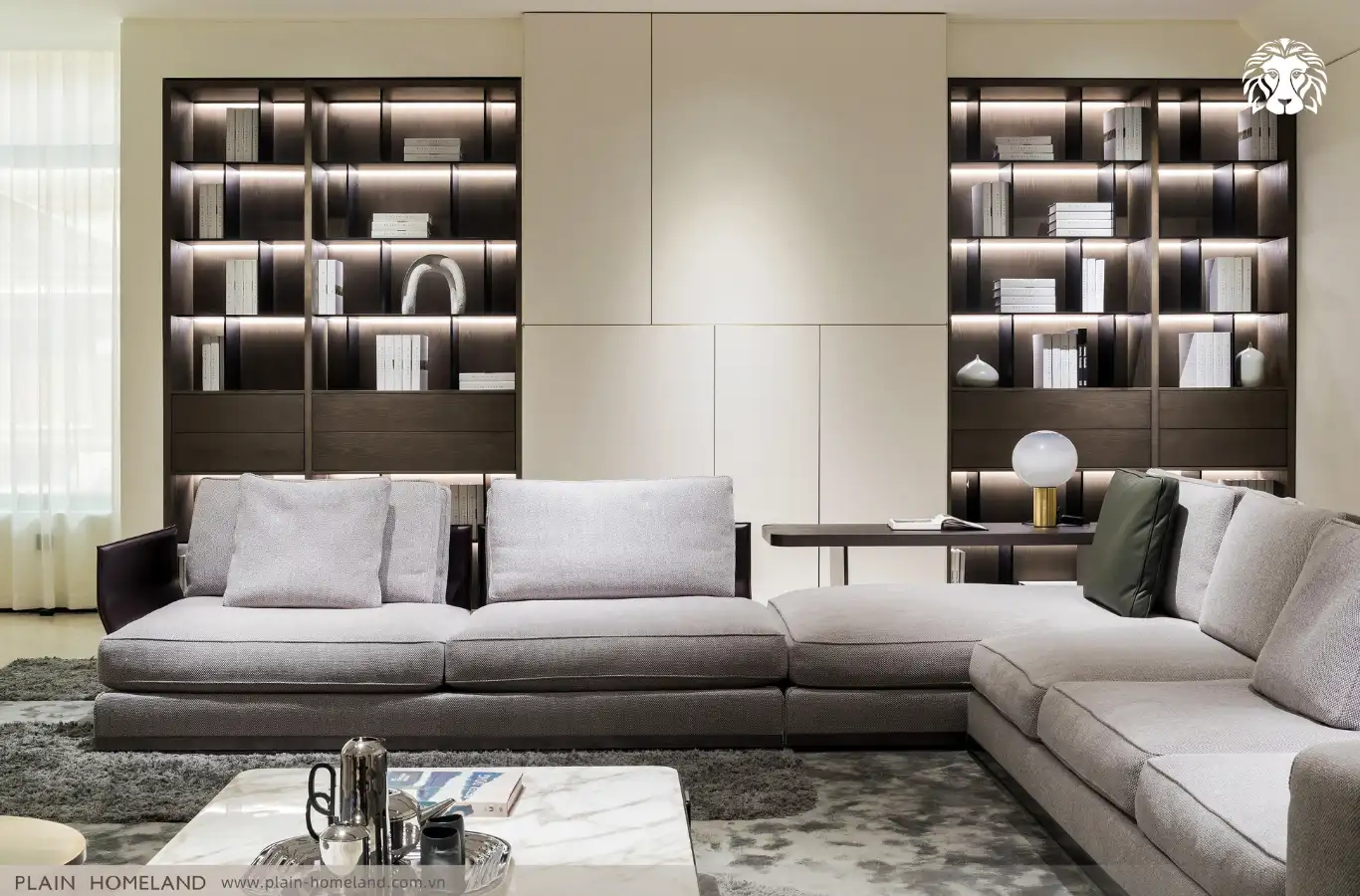 Sofa góc chữ L giúp tối ưu diện tích