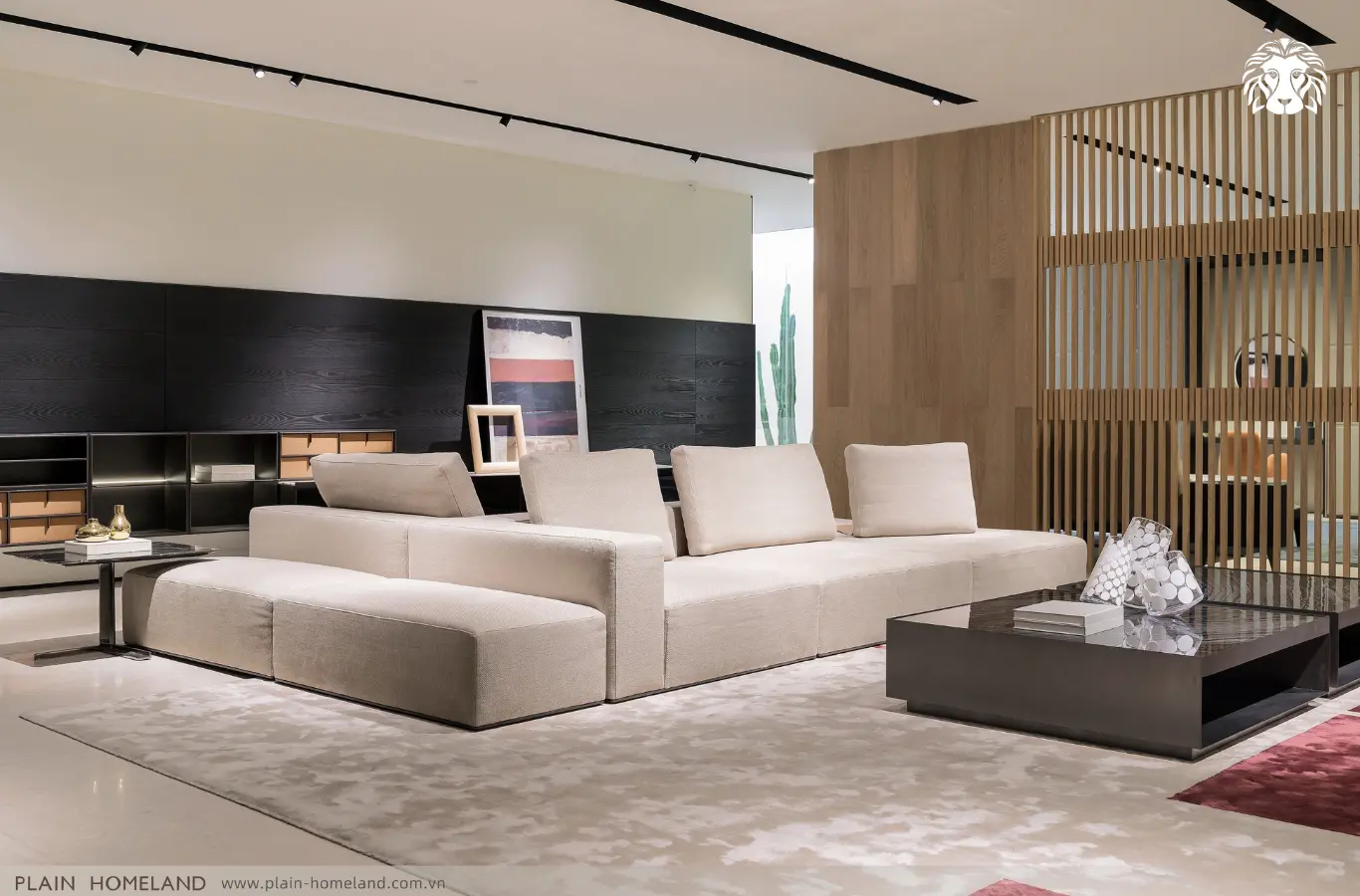 Sofa module dạng thẳng có bố cục gọn gàng