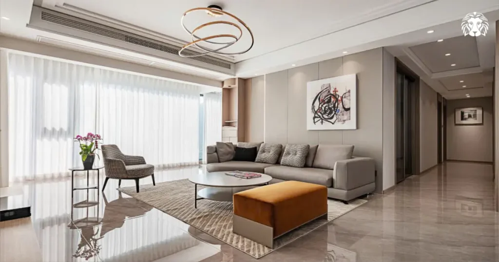 Sofa phòng khách là điểm nhấn chính trong bố cục không gian sinh hoạt chung
