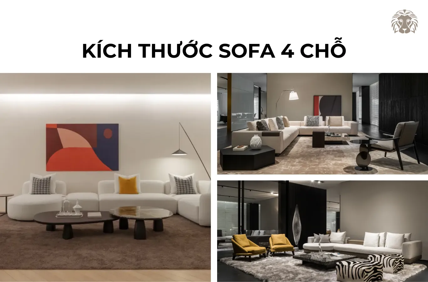 Kích thước sofa 4 chỗ cho từng thiết kế: Sofa băng, chữ L và module