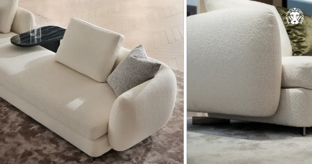 Với bề mặt phủ lớp lông mịn, sofa vải nỉ tạo hiệu ứng thị giác êm ái và tăng tính thẩm mỹ