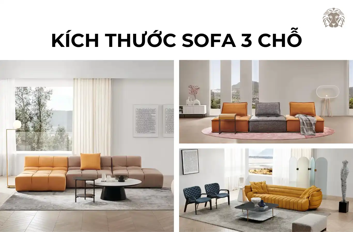 Bảng kích thước sofa 3 chỗ tiêu chuẩn cho từng không gian