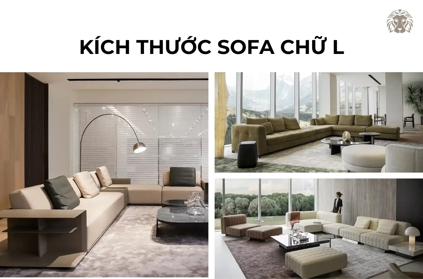 Kích thước sofa chữ L nhỏ, trung bình, lớn theo diện tích phòng