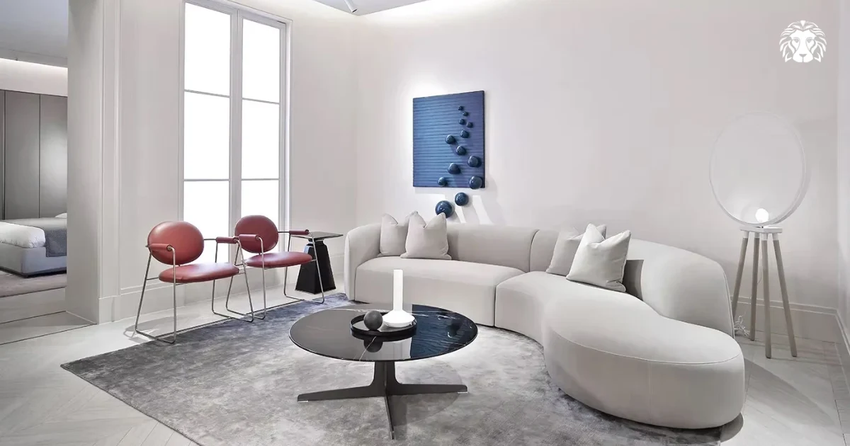 Ghế sofa vải nhung dáng cong hiện đại