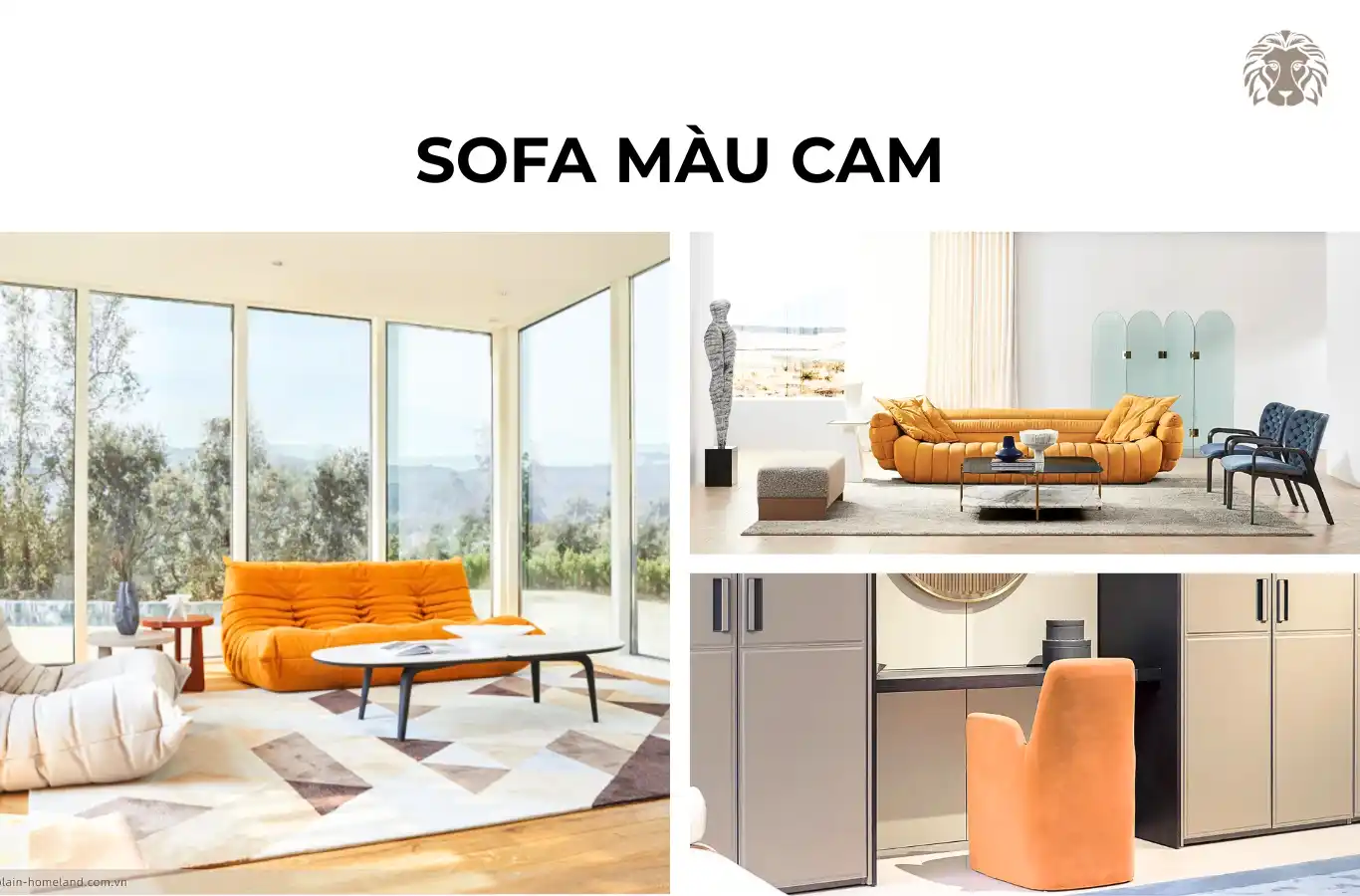 50 Mẫu sofa màu cam đẹp và cách phối màu cho phòng khách