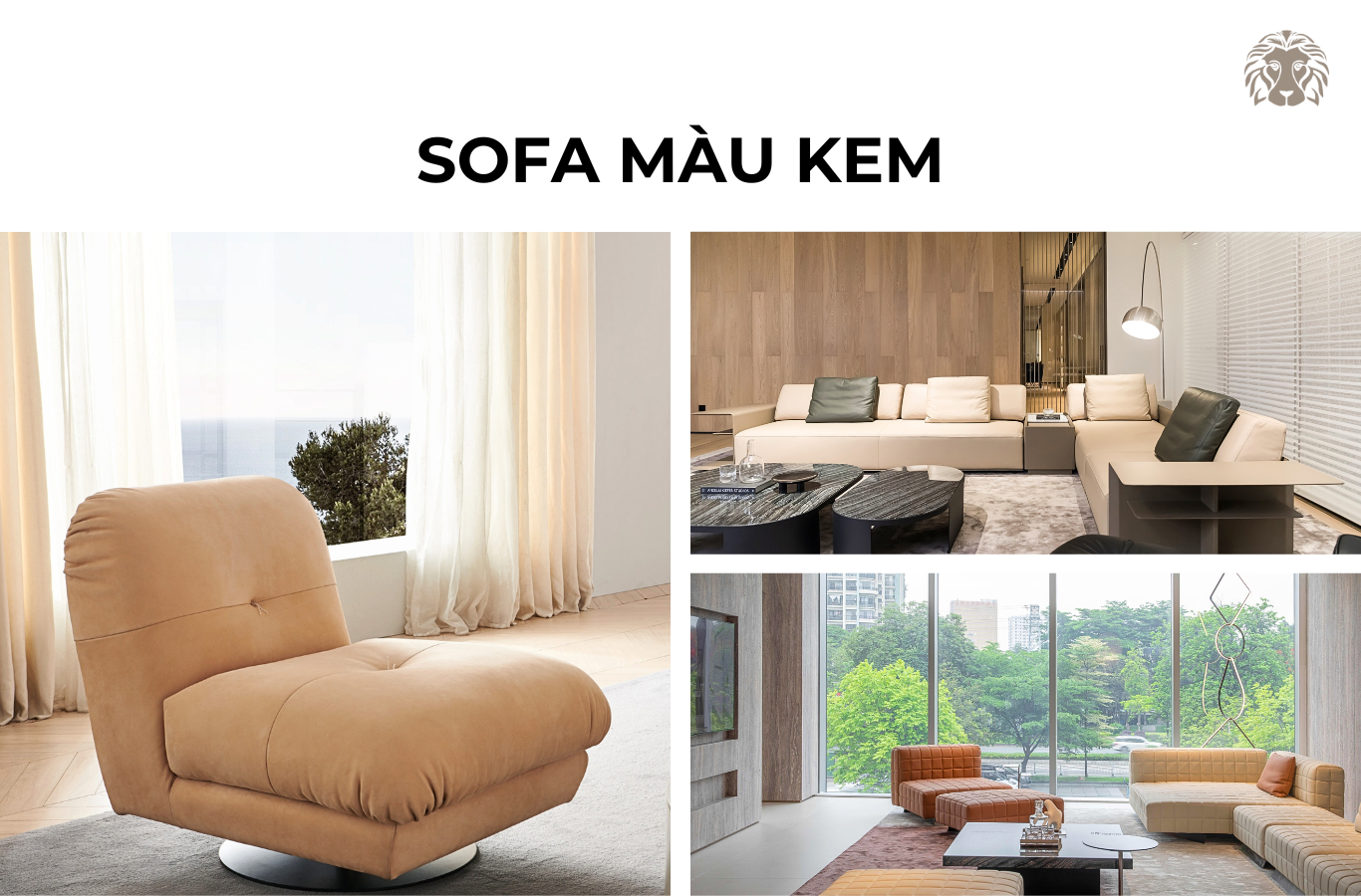 100+ Mẫu sofa màu kem sáng đẹp, tinh tế cho phòng khách hiện đại