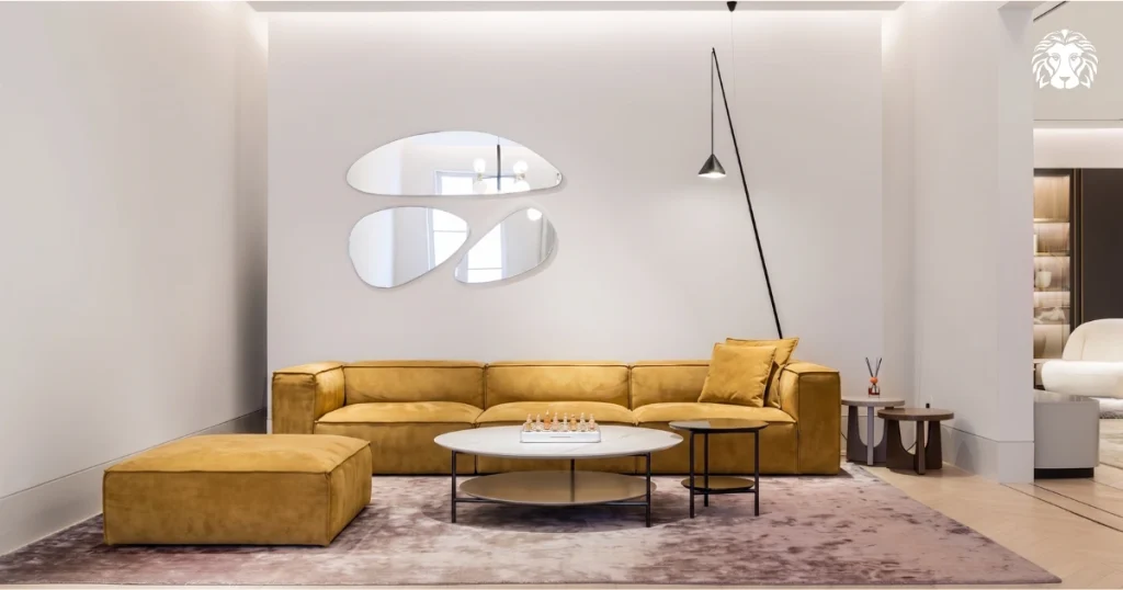 Sofa da màu vàng sang trọng, bền màu, dễ vệ sinh và càng dùng lâu càng đẹp
