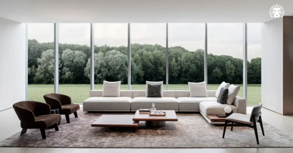 Sofa góc chữ L Bắc Âu giúp tối ưu góc không gian hiệu quả.