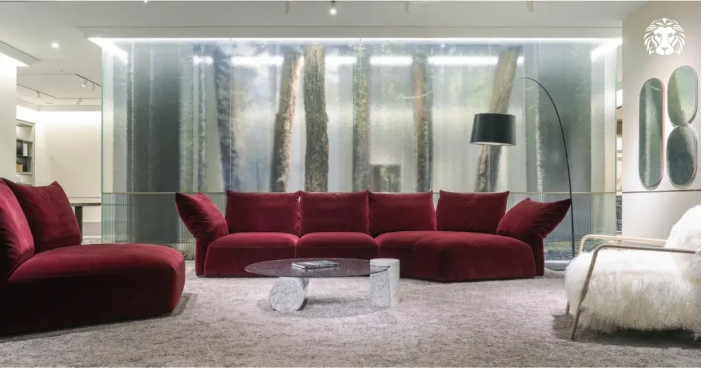 Sofa màu đỏ Plain Homeland nổi bật với chất liệu cao cấp, màu sắc đa dạng và thiết kế linh hoạt theo không gian
