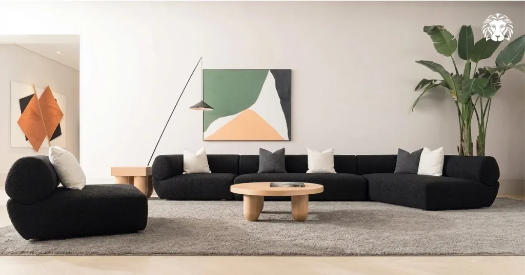 Sofa nỉ có bề mặt mịn đều và kết cấu dày dặn.