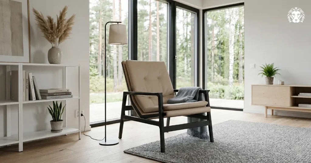 Với kích thước linh hoạt, sofa đơn Bắc Âu dễ kết hợp cùng các loại sofa khác