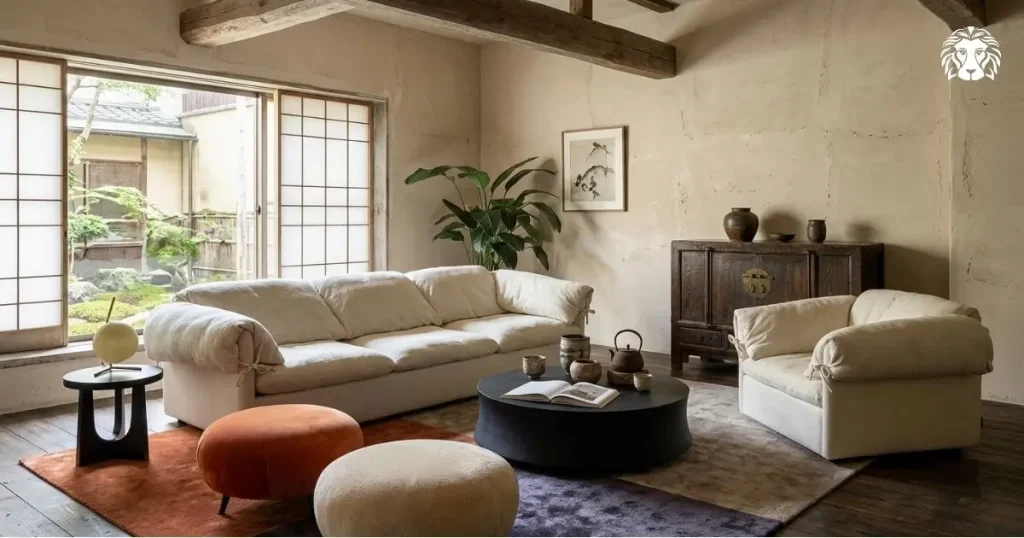 Vải linen thô mộc - sofa Wabi Sabi trân trọng vẻ đẹp chân thực, mang lại cảm giác bình yên và gần gũi theo cách rất riêng