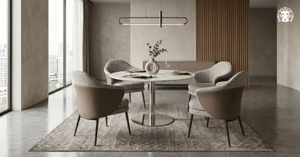 Bàn ăn 4 ghế kim loại kết hợp gỗ hoặc đá