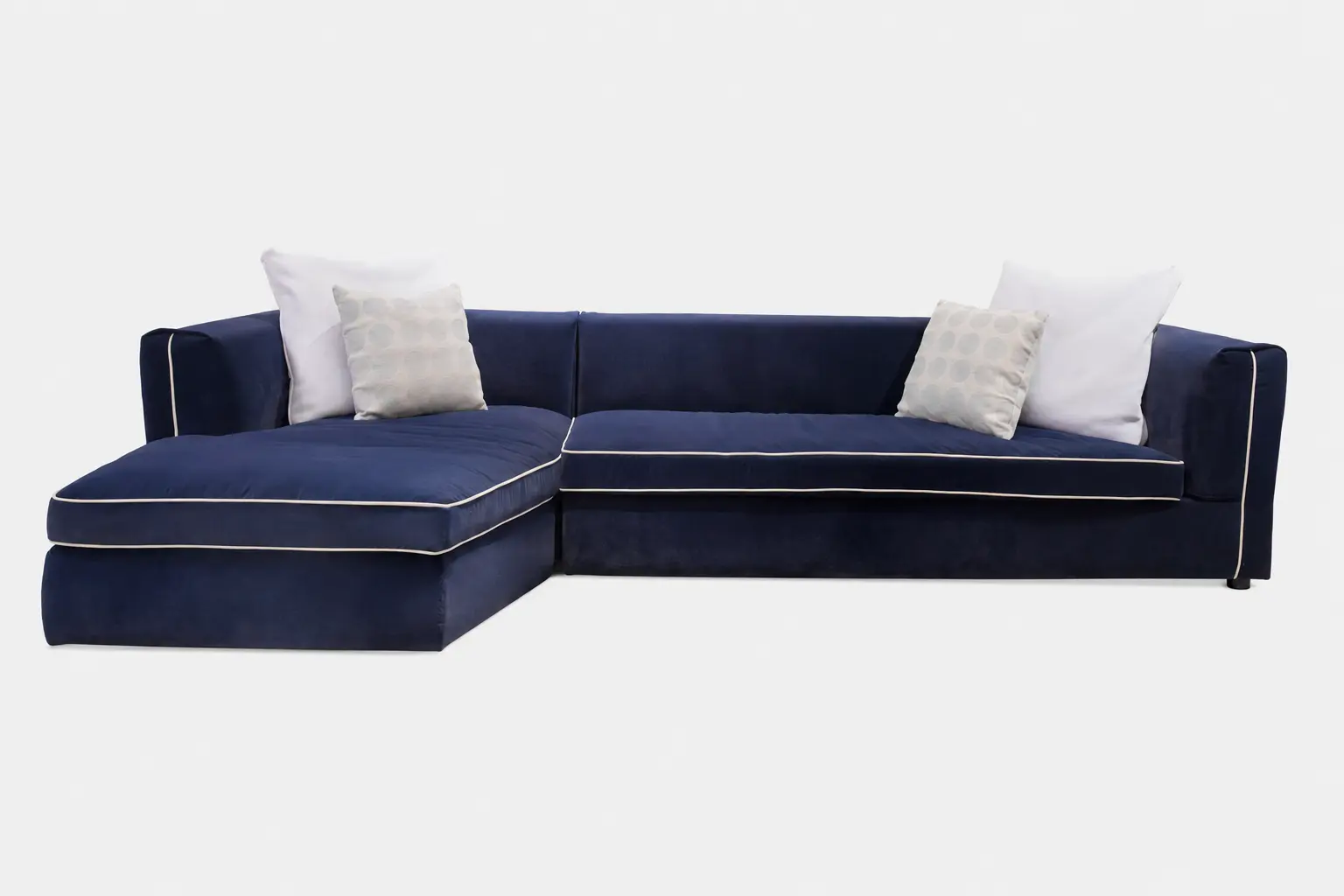 Sofa góc bọc nhung phối viền hiện đại – SS66703