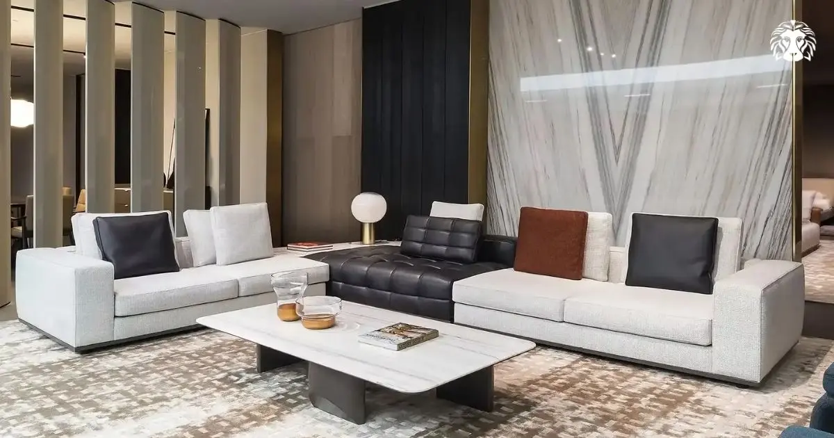Sofa da kết hợp vải chữ L cao cấp mang lại sự linh hoạt cho người dùng
