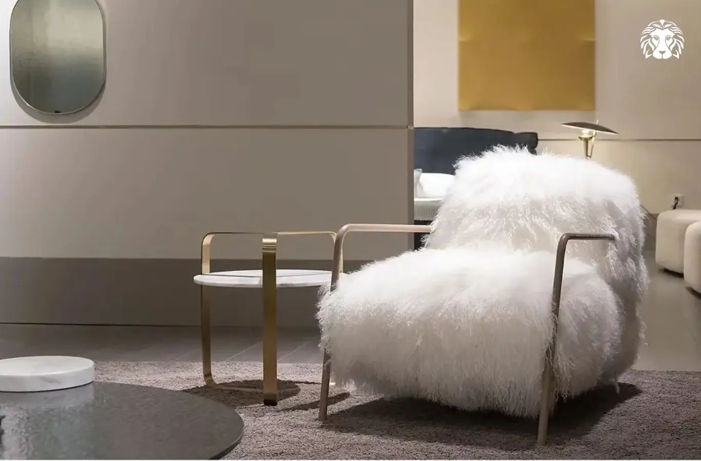 Sofa đơn MIUMIU nổi bật với chất liệu vải lông mềm và kiểu dáng hiện đại