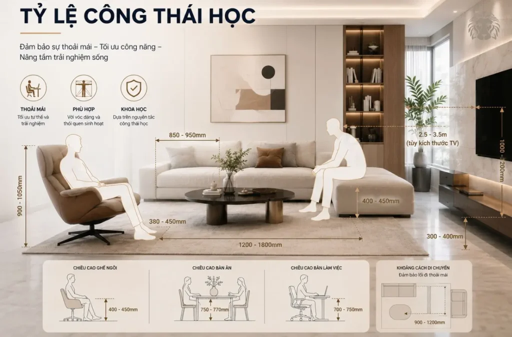 Tính toán tỷ lệ công thái học