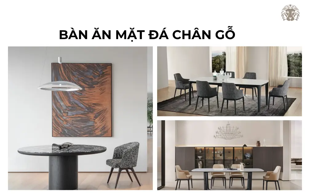 50+ mẫu bàn ăn chân gỗ mặt đá đẹp, sang trọng và bền chắc