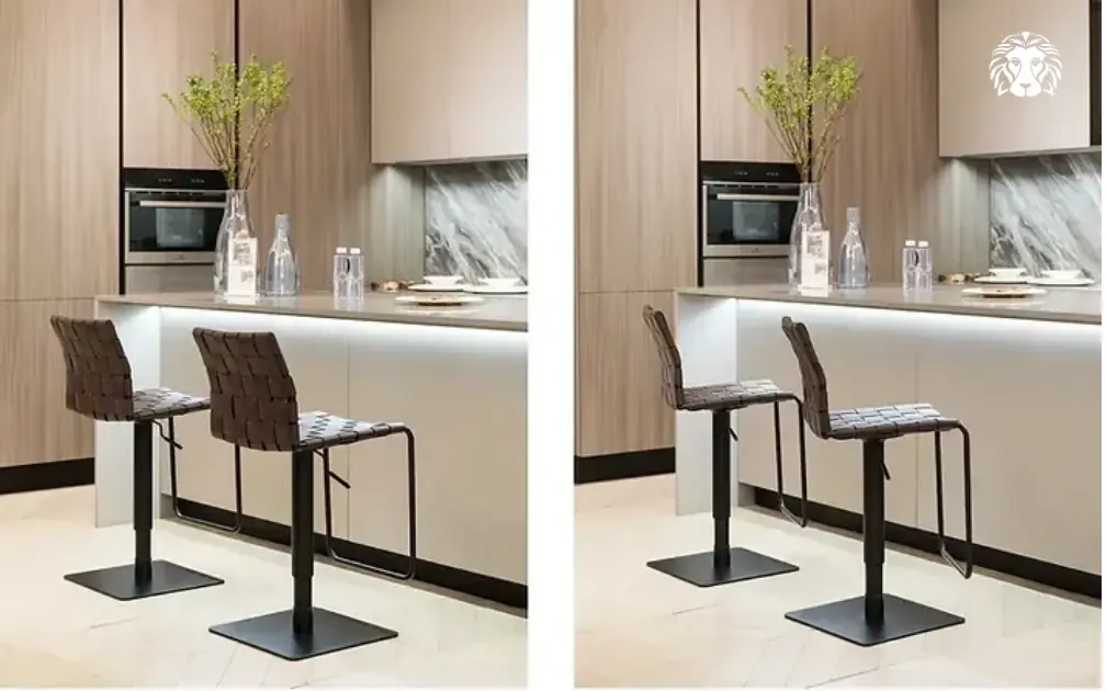 Ghế ăn bọc da Microfiber mang phong cách hiện đại, nổi bật với sự kết hợp giữa da và kim loại.