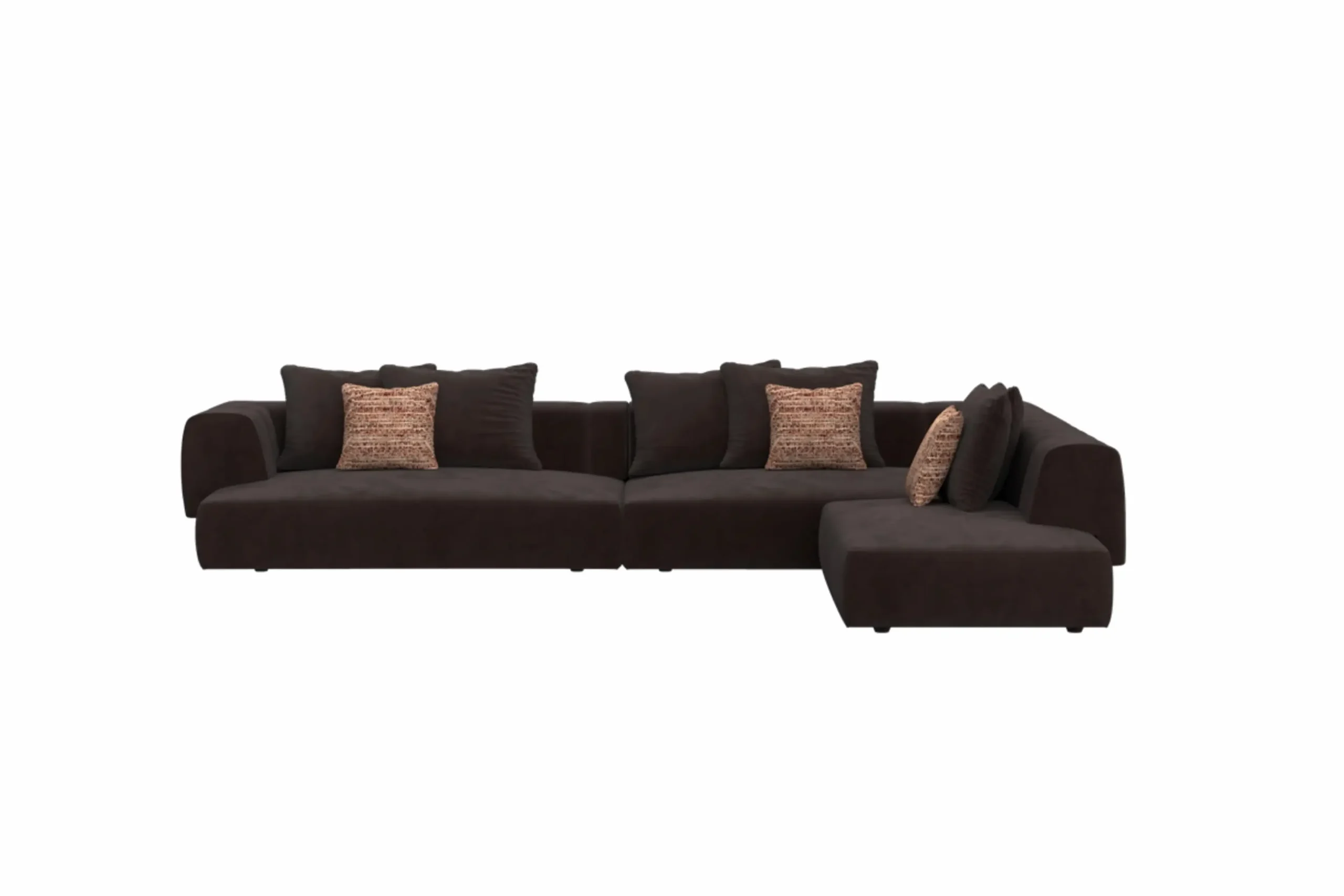 Sofa module SS66818 kết hợp vải và da hiện đại
