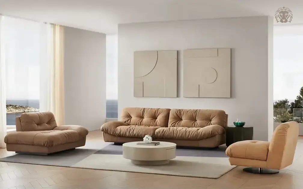 Các đường cong bo tròn tinh tế vừa tạo sự mềm mại cho không gian tiếp khách, vừa đảm bảo an toàn tối đa cho những gia đình có trẻ nhỏ.