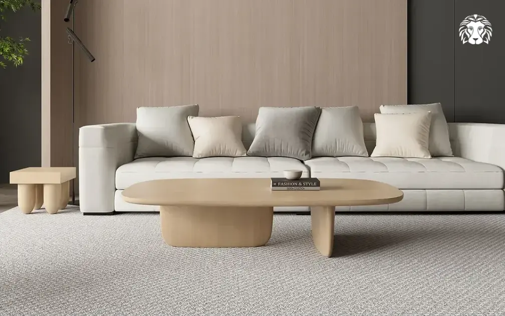 Bàn trà mặt gỗ hiện đại ST53352-A nổi bật với mặt oval rộng và đường cong mềm mại.