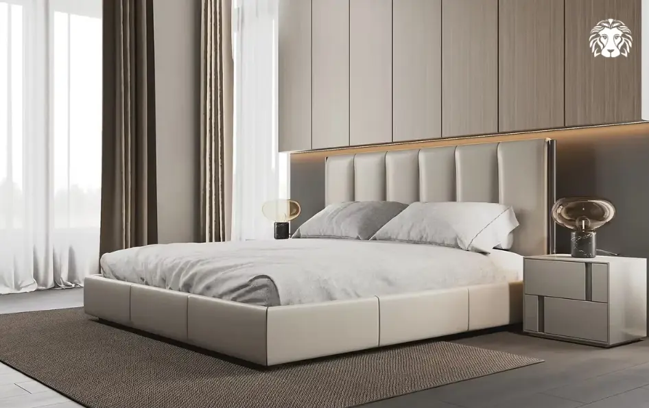 Luôn tính toán kích thước phủ bì của khung giường bọc đệm để đảm bảo lối đi lại và khoảng mở cánh tủ không bị cản trở.