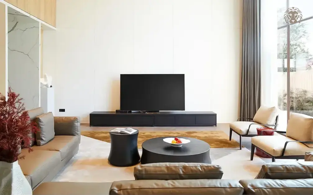 Bàn trà mặt gỗ cao cấp SOUND gây ấn tượng với hình dáng uốn cong và kết cấu MDF đồng bộ.