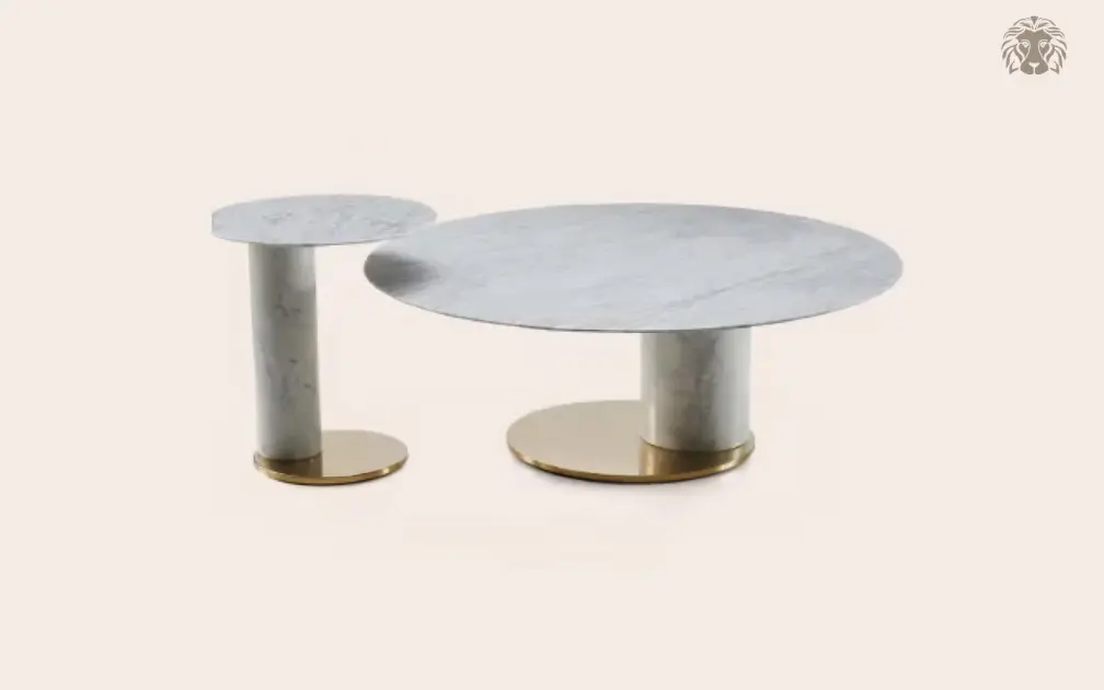Thiết kế bàn trà đôi ST30982 nổi bật với mặt đá cẩm thạch và khung inox sang trọng