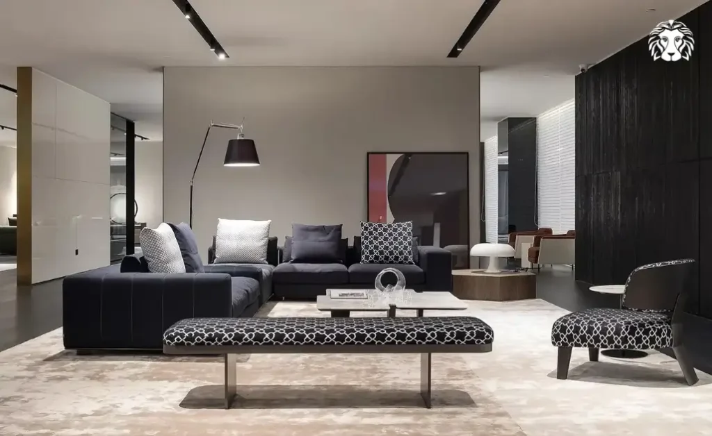 Đặt sofa góc độc lập ở trung tâm biến bộ ghế thành điểm tụ thị giác sang trọng, khẳng định nét đẳng cấp cho không gian mở.