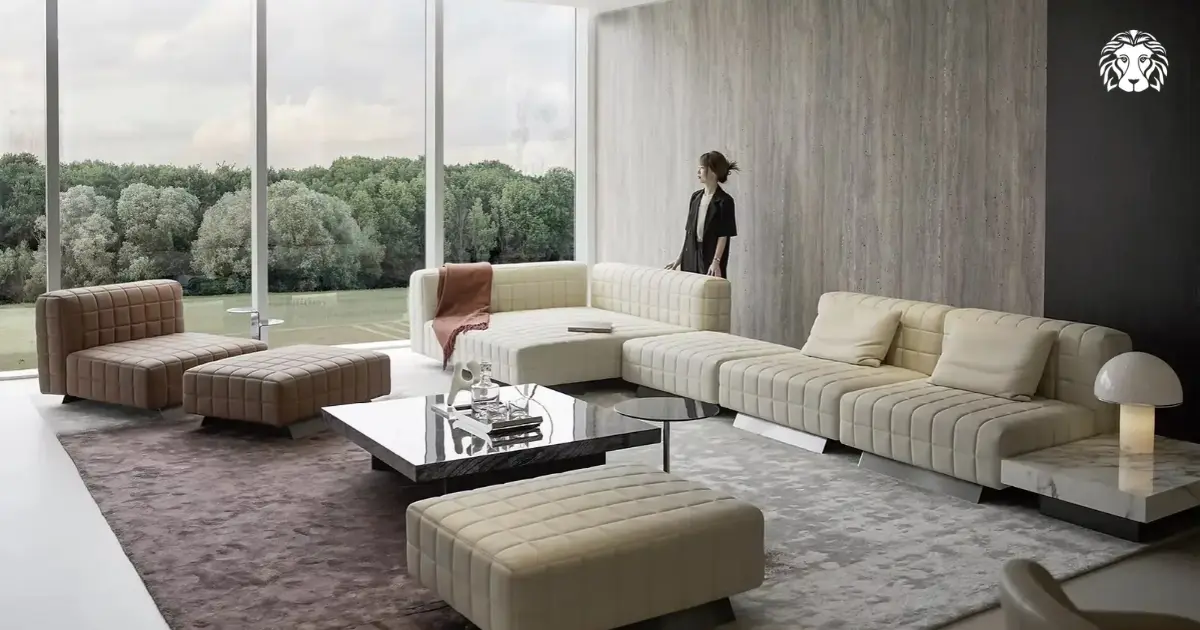 Sofa TWIGGY kết hợp chất liệu da thật với khung gỗ nguyên khối